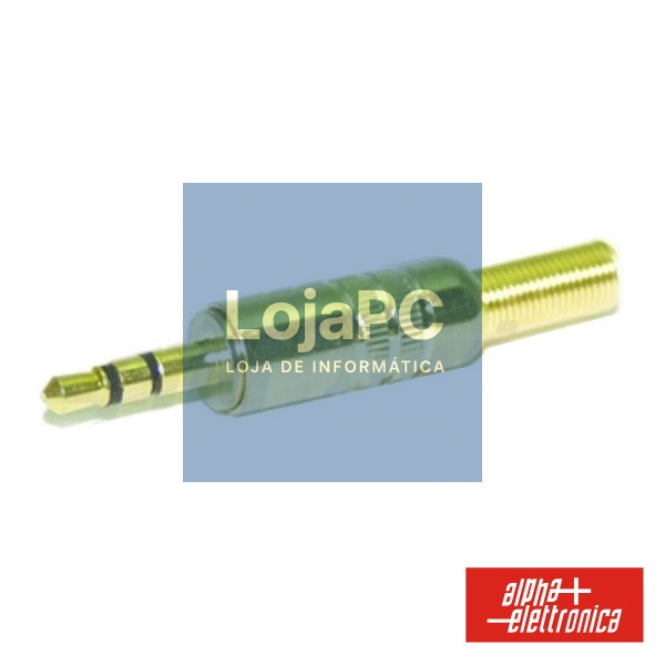 FICHA JACK 3.5MM MACHO STÉREO C/ PROTEÇÃO DOURADO