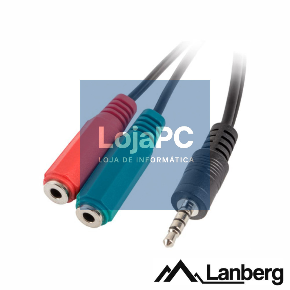 Cabo Jack 3.5mm 4P Macho / 2-Jack 3.5mm 3P Fêmea St LANBERG