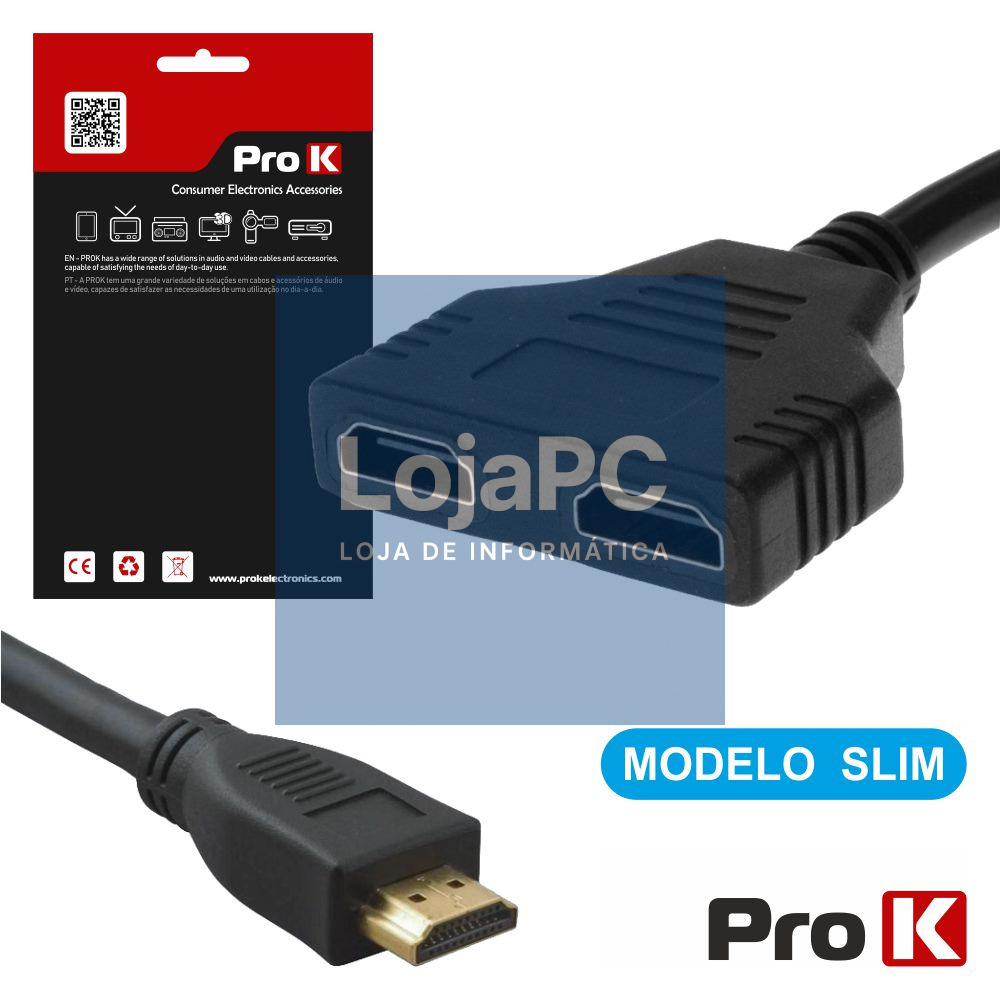 ADAPTADOR HDMI 1 ENTRADA 2 SAÍDAS SLIM  PROK