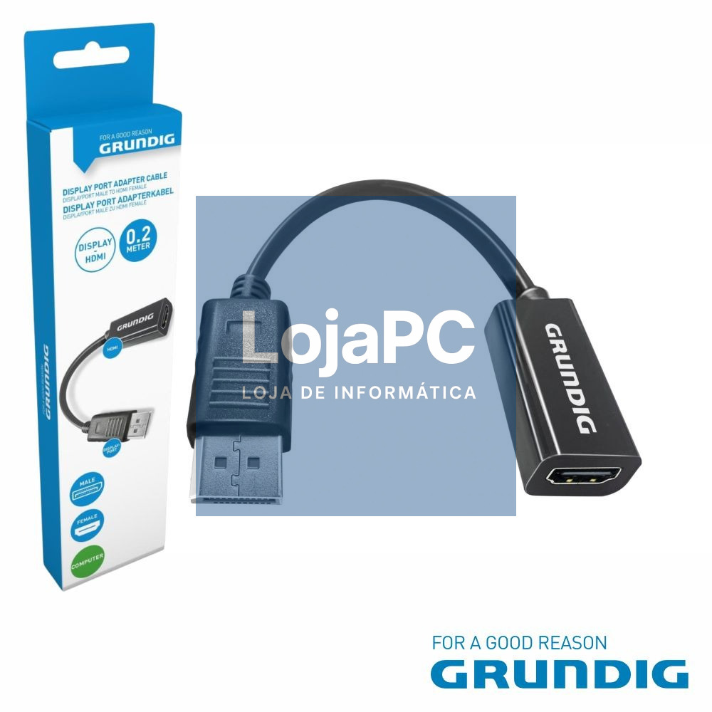 Cabo Displayport Macho / HDMI Fêmea 0.2m GRUNDIG