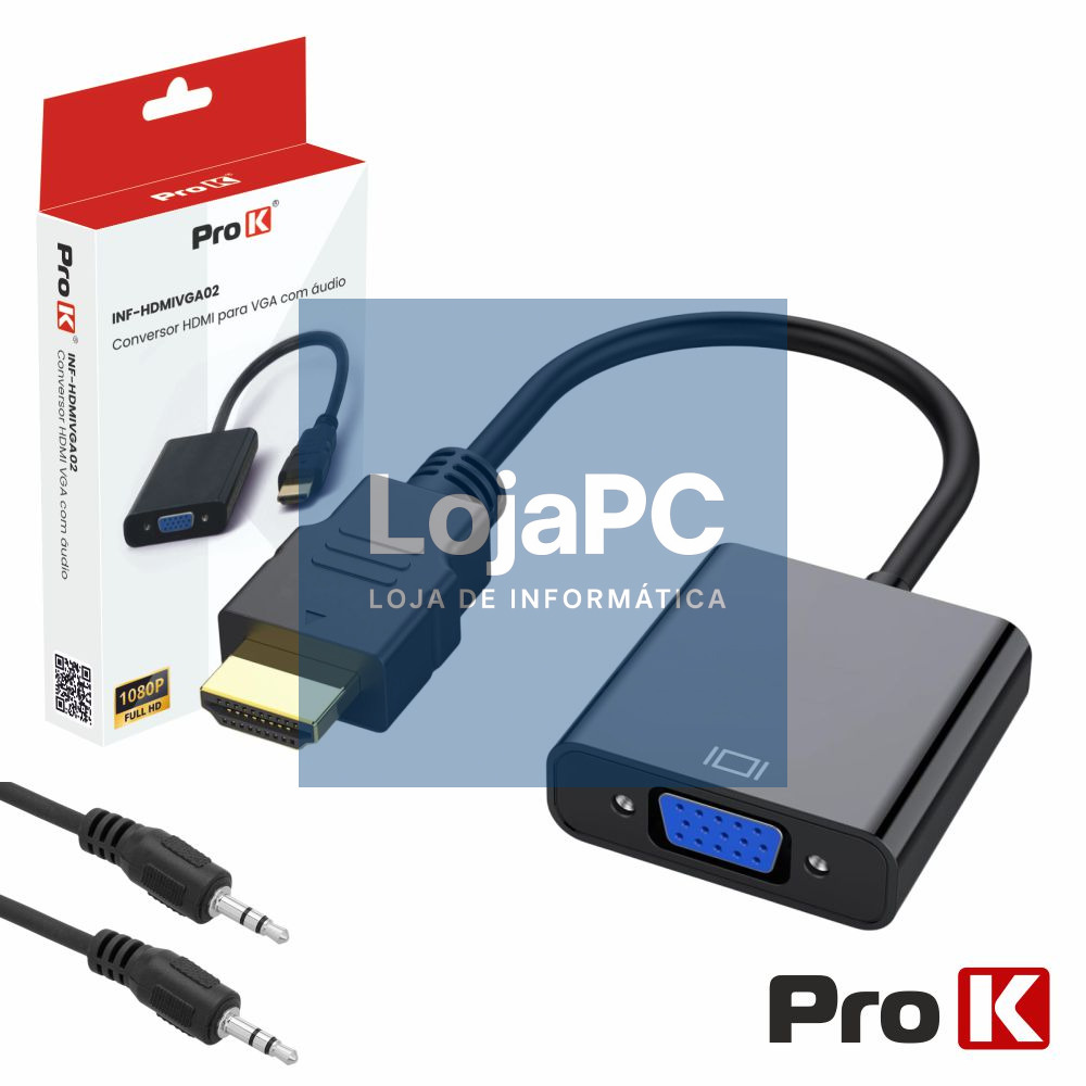 ADAPTADOR HDMI -> VGA C/AUDIO PROK