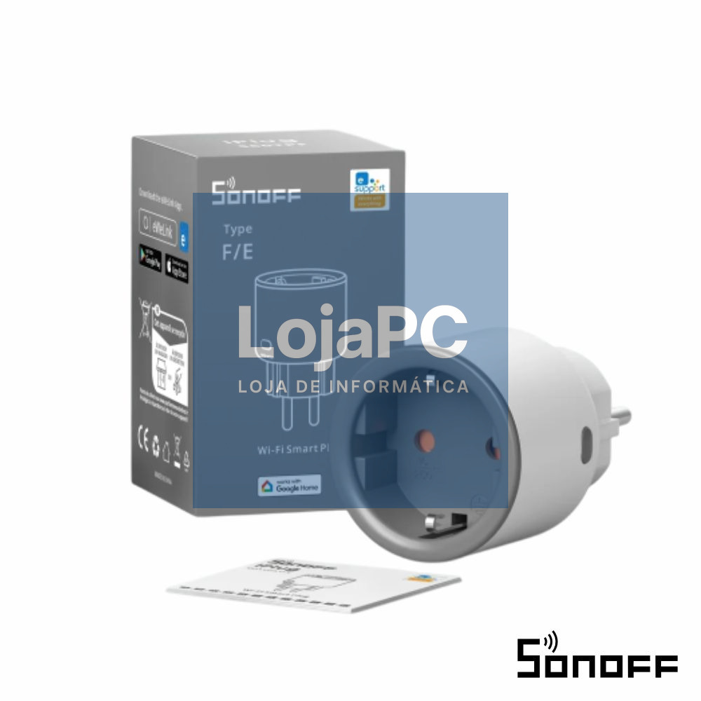 Ficha Elétrica Adaptadora 1x Schuko Inteligente WiFi SONOFF