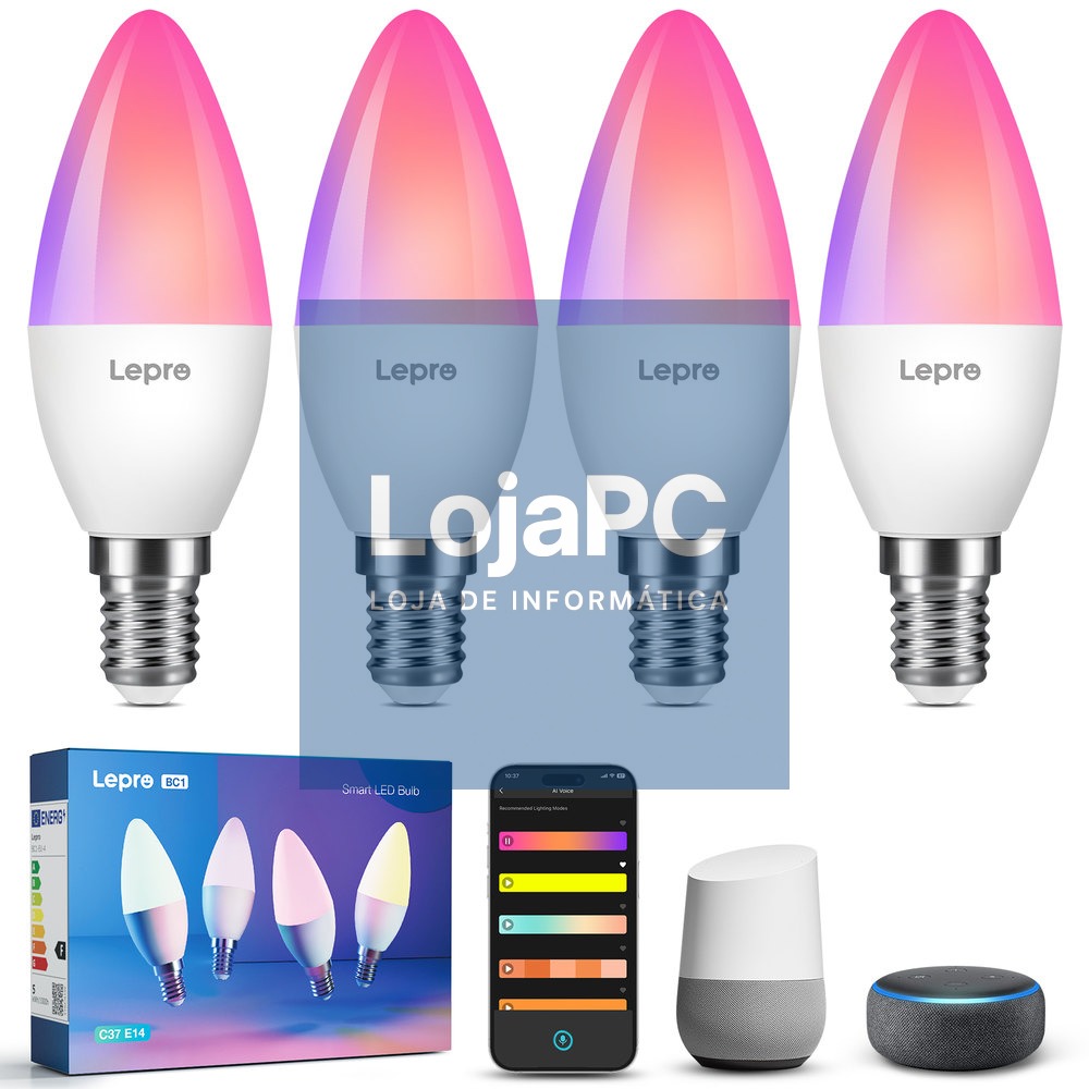 LED Candle Bulb E14 Lepro BC1-4 AI WIFI Bluetooth Alexa Google Music Sync BC1-EU-4