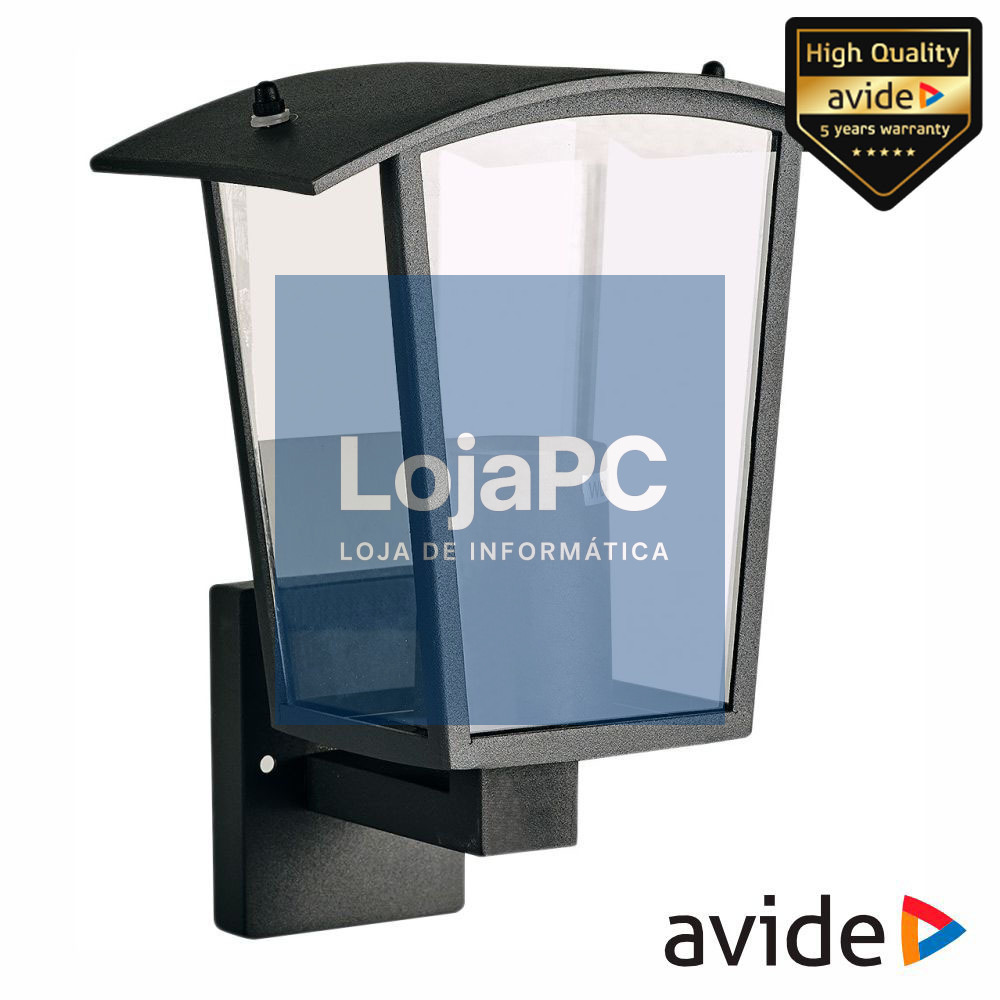 Candeeiro Parede 1xE27 Preto IP44 AVIDE