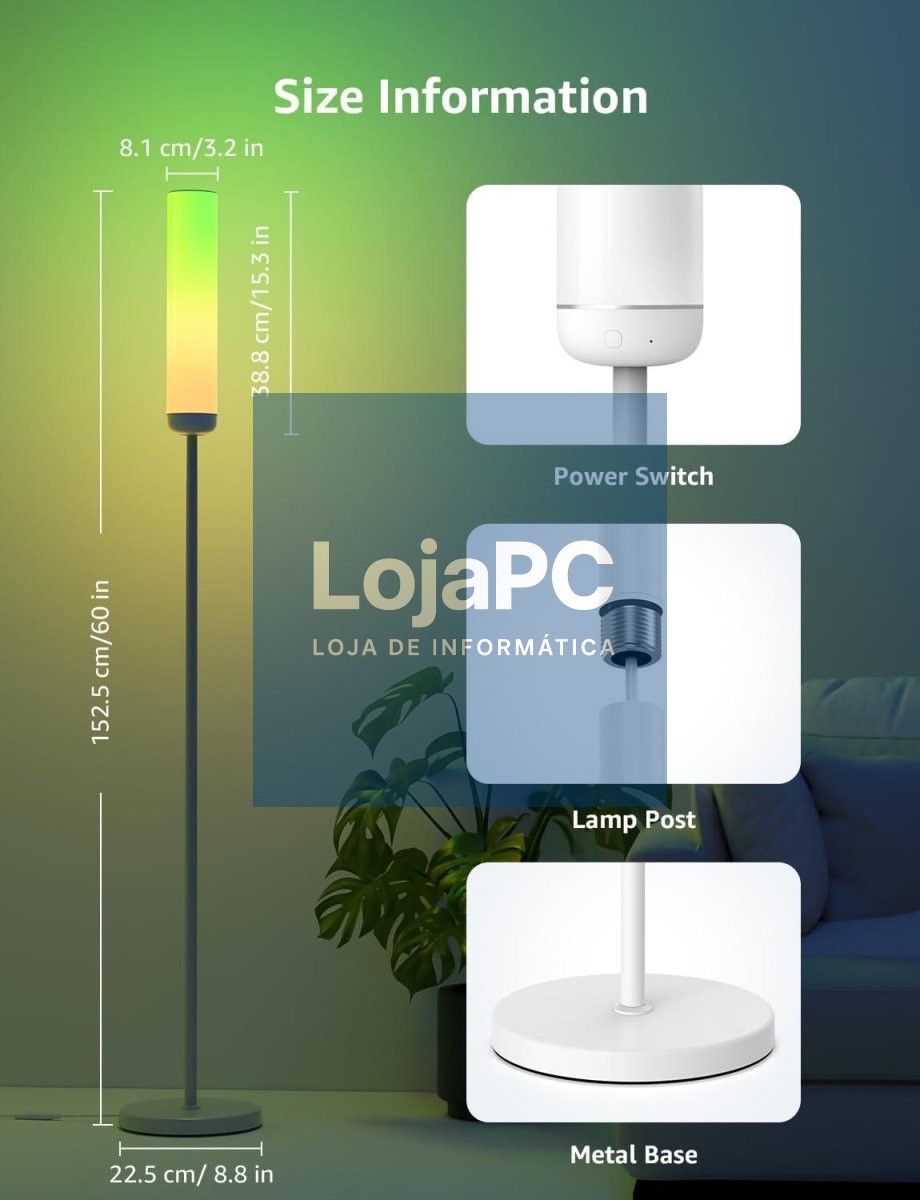 LAMPARA LED DE PIE LEPRO O1 AI 2300LM RGBCW RGB WIFI ALEXA GOOGLE MUSIC SYNC OO1-EU