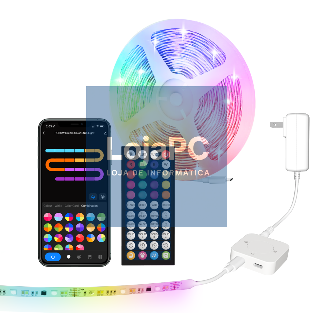 TIRA LED INTERIOR LEPRO S2-5 AI 5M RGBIC RGB BLUETOOTH ALEXA GOOGLE MUSIC SYNC S2-5-EU — imagem 3