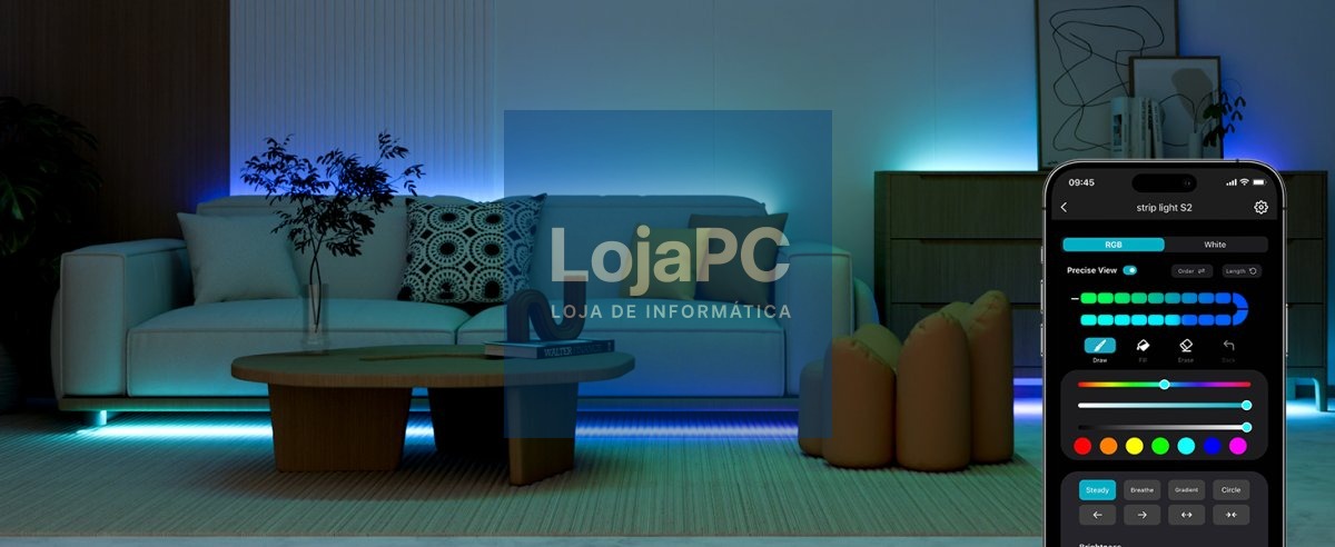 TIRA LED INTERIOR LEPRO S2-5 AI 5M RGBIC RGB BLUETOOTH ALEXA GOOGLE MUSIC SYNC S2-5-EU — imagem 4