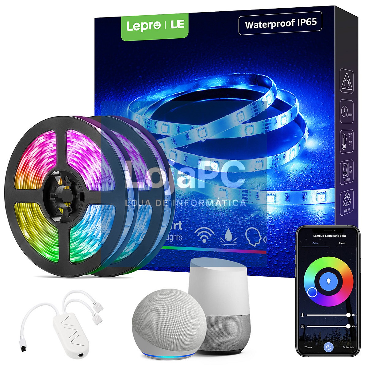 TIRA LED INTERIOR LEPRO SW1-10 AI 10M RGBIC RGB BLUETOOTH ALEXA GOOGLE MUSIC SYNC SW1-10-EU — imagem 3