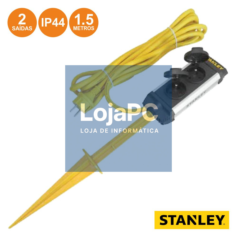 TOMADA ELÉTRICA C/ 2 SAÍDAS ESTACA RCD 1.5M IP44 STANLEY