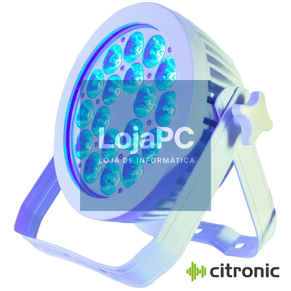Projetor Par C/ 18 LEDS 216W RGBWA-UV DMX512 Branco CITRONIC