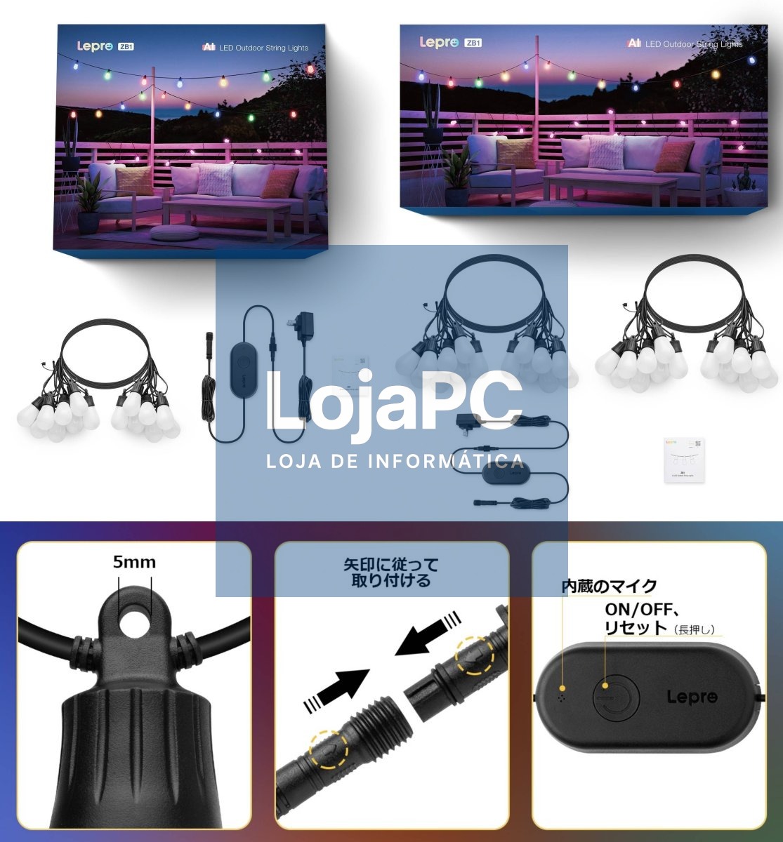 LEPRO ZB1-30 AI 30M IP65 WIFI ALEXA DIMMABLE WARM WHITE LED CHRISTMAS LIGHTS OZB1-30-EU — imagem 3