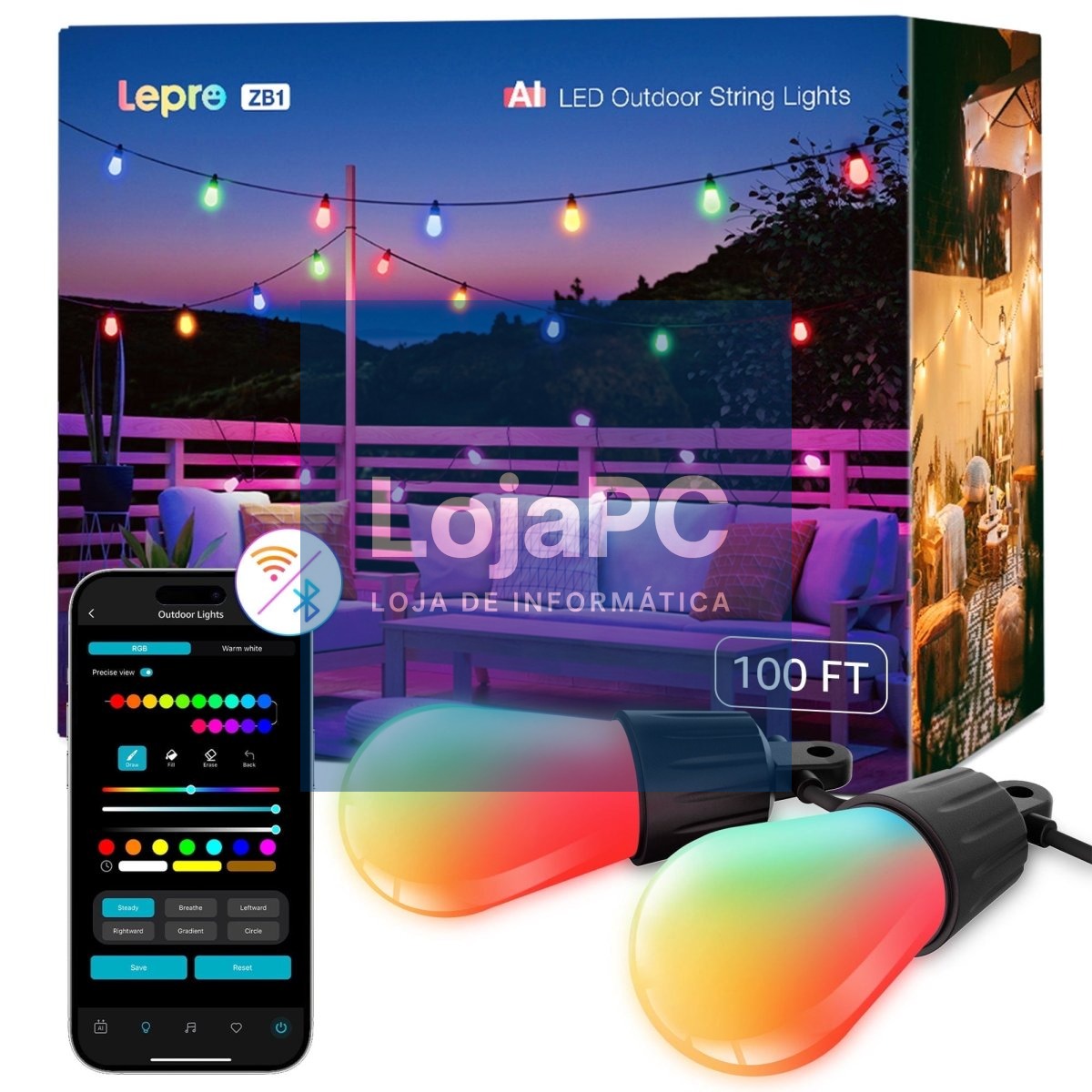 LEPRO ZB1-30 AI 30M IP65 WIFI ALEXA DIMMABLE WARM WHITE LED CHRISTMAS LIGHTS OZB1-30-EU — imagem 4