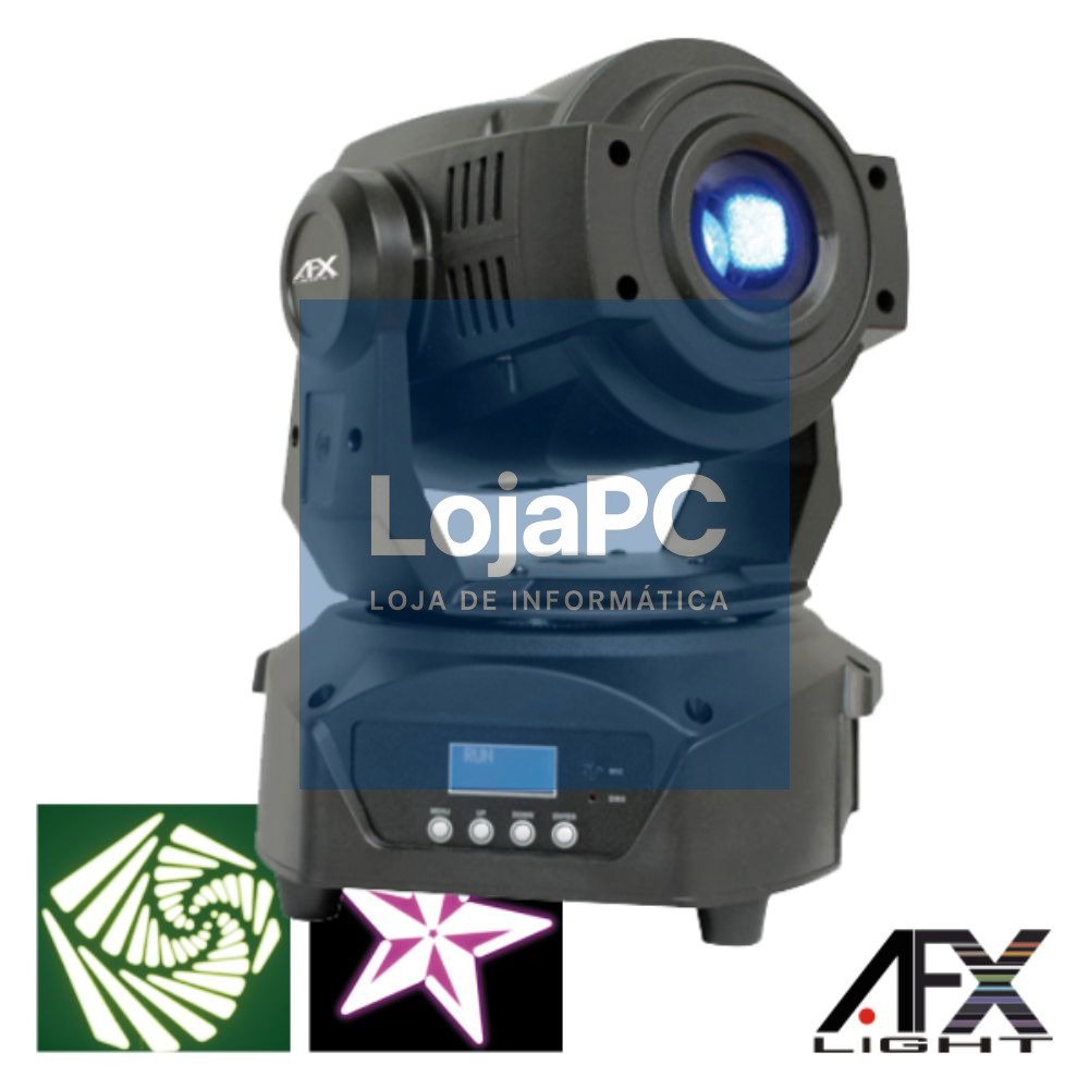 MOVING HEAD SPOT 1 LED 60W BRANCO 3 RODAS GOBO DMX AFXLIGHT