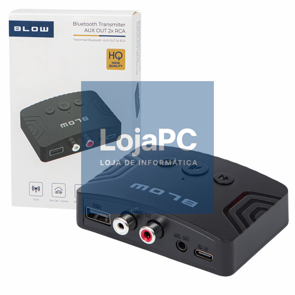 Transmissor Áudio Bluetooth 5.3 AUX/RCA
