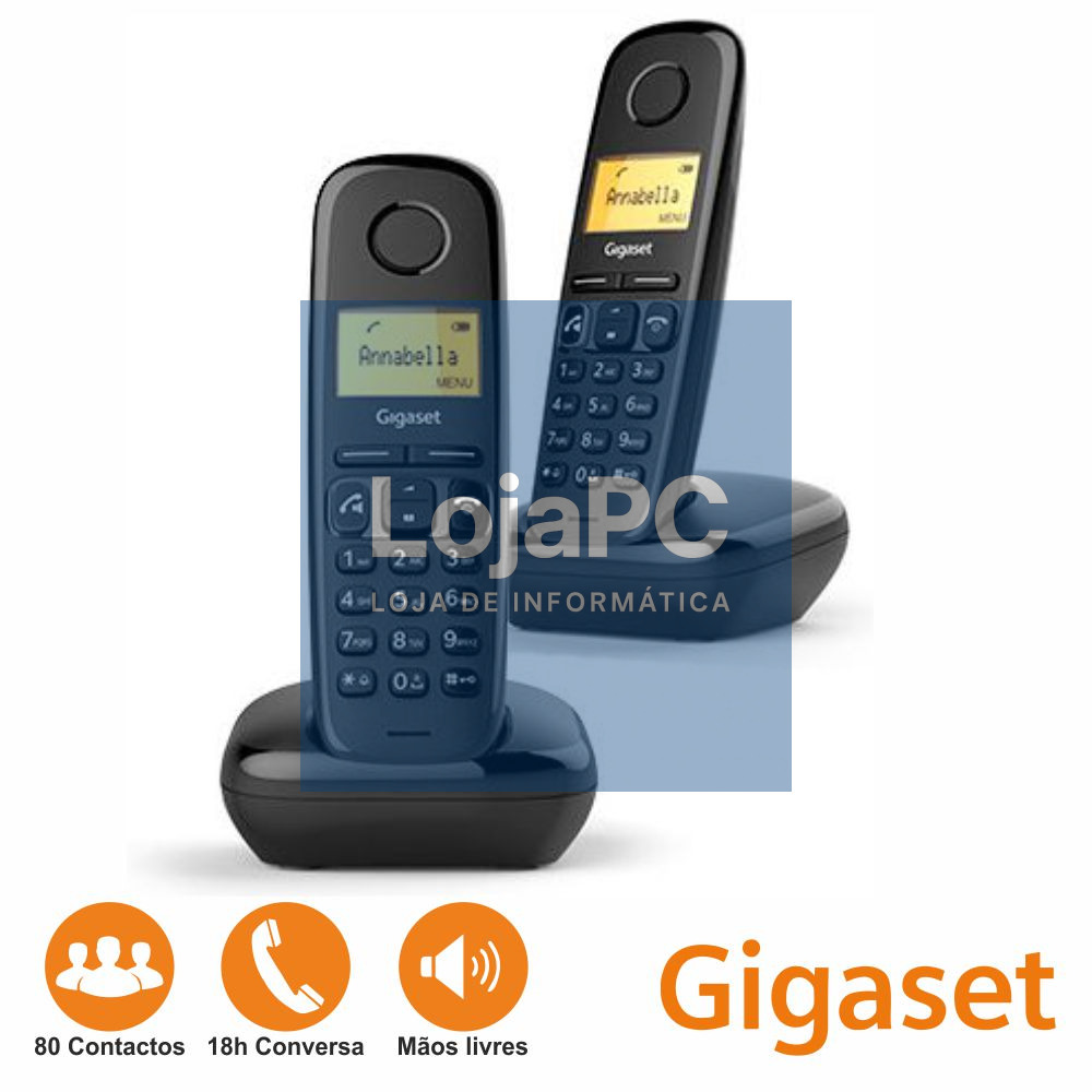 Conjunto 2 Telefones S/ Fios A270 Preto Gigaset