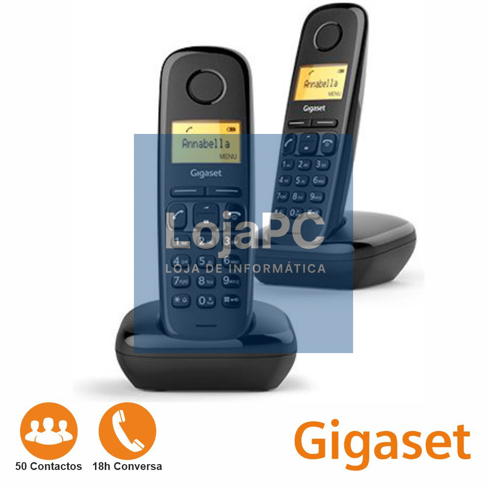 Conjunto 2 Telefones S/ Fios A170 Preto Gigaset