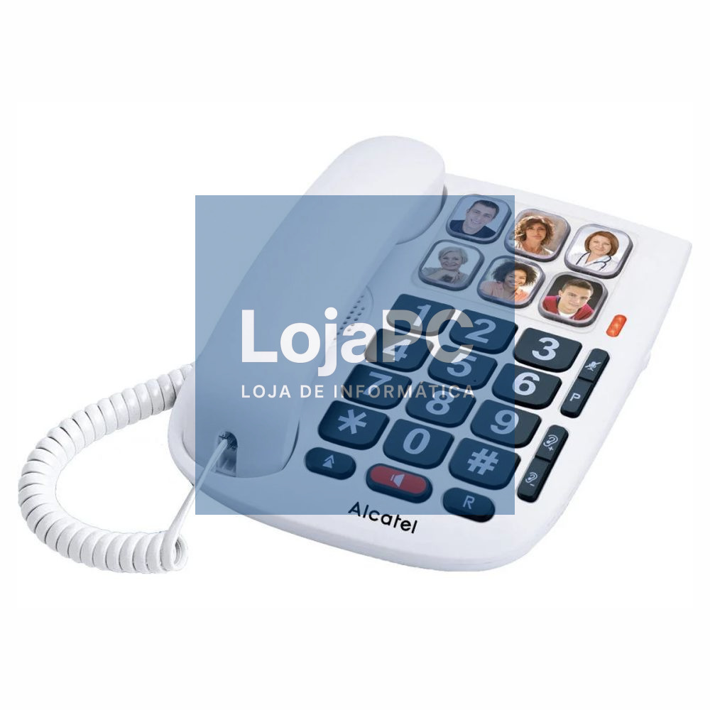 Telefone Teclas Grandes C/ 6 Memórias Diretas Branco ALCATEL