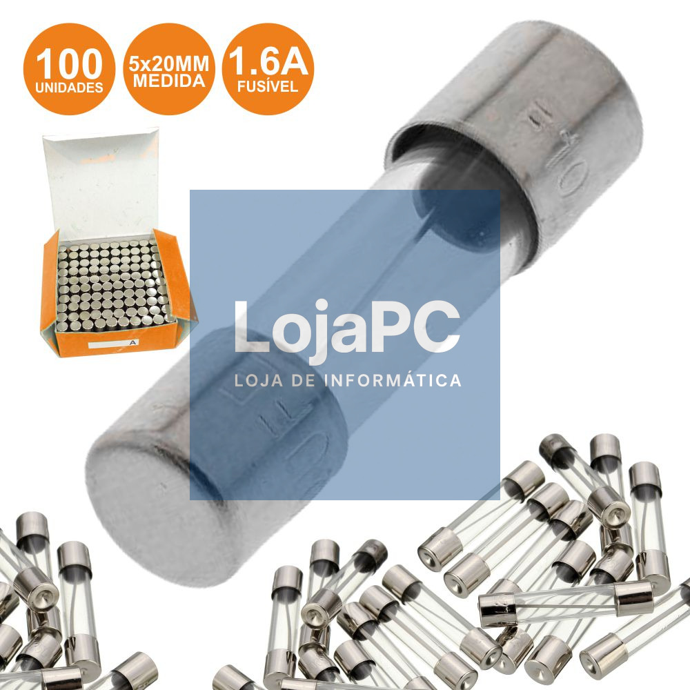 FUSÍVEL 5X20 FUSÃO RÁPIDA 1.6A (100X)