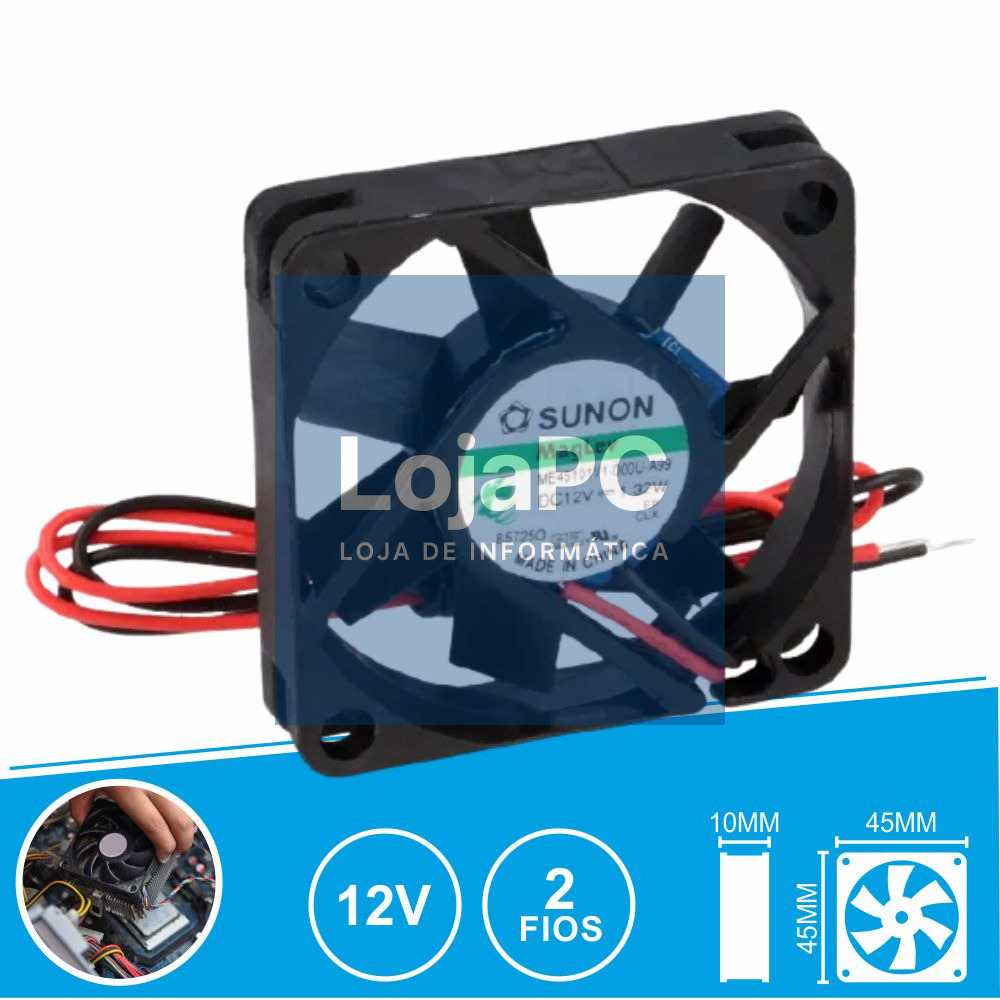 Ventoinha 12VDC 45x45x10mm 2 Fios ME45101V1-000U-A99 SUNON