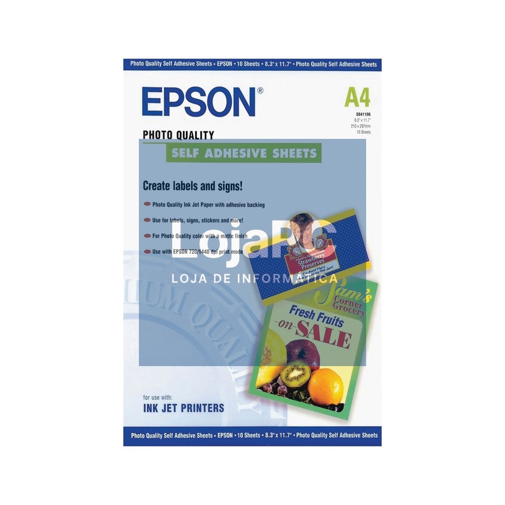 EPSON Photo Quality Ink Jet Paper self-adhesive DIN A4 167g/m2 10 Sheets