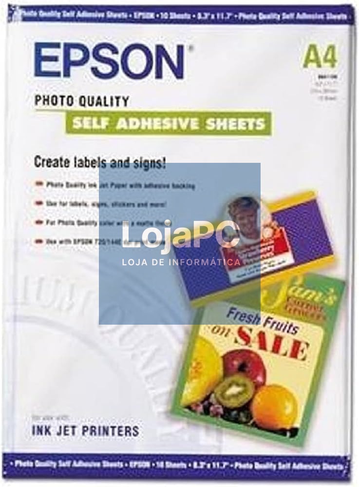 EPSON Photo Quality Ink Jet Paper self-adhesive DIN A4 167g/m2 10 Sheets — imagem 2