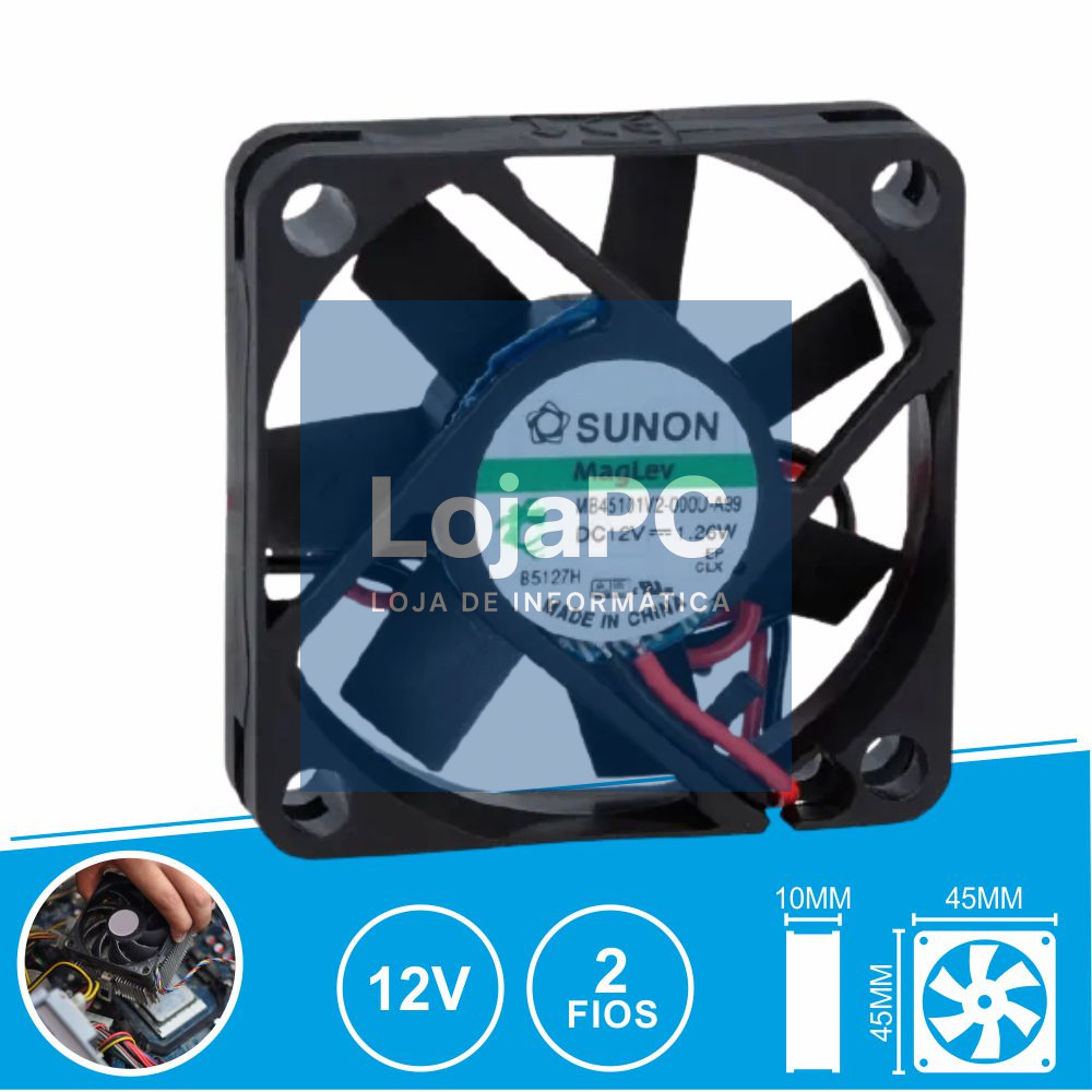 Ventoinha 12VDC 45x45x10mm 2 Fios MB45101V2-000U-A99 SUNON