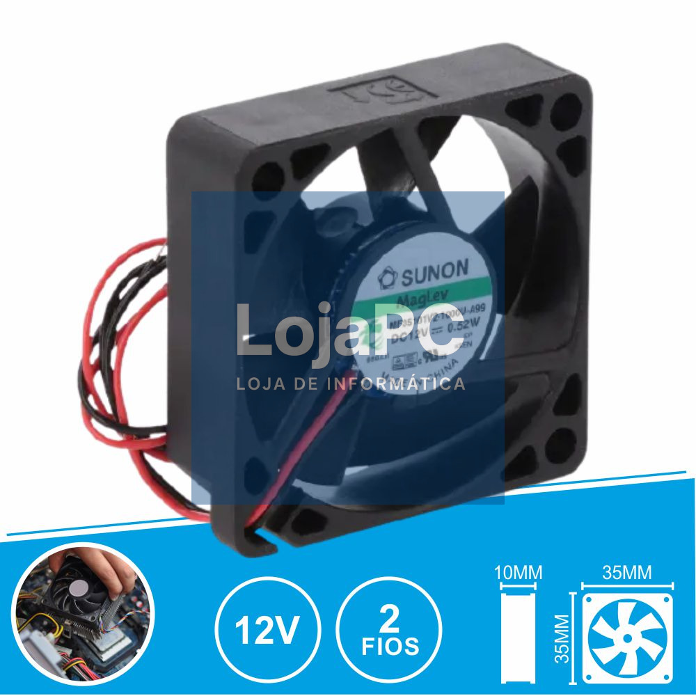 Ventoinha 12VDC 35x35x10mm 2 Fios MF35101V2-1000U-A99 SUNON