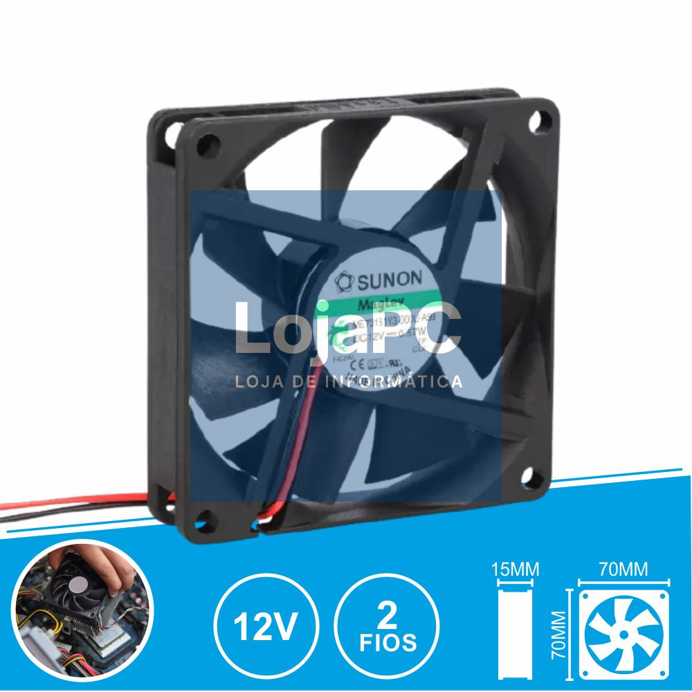 Ventoinha 12VDC 70x70x15mm 2 Fios ME70151V3-000U-A99 SUNON