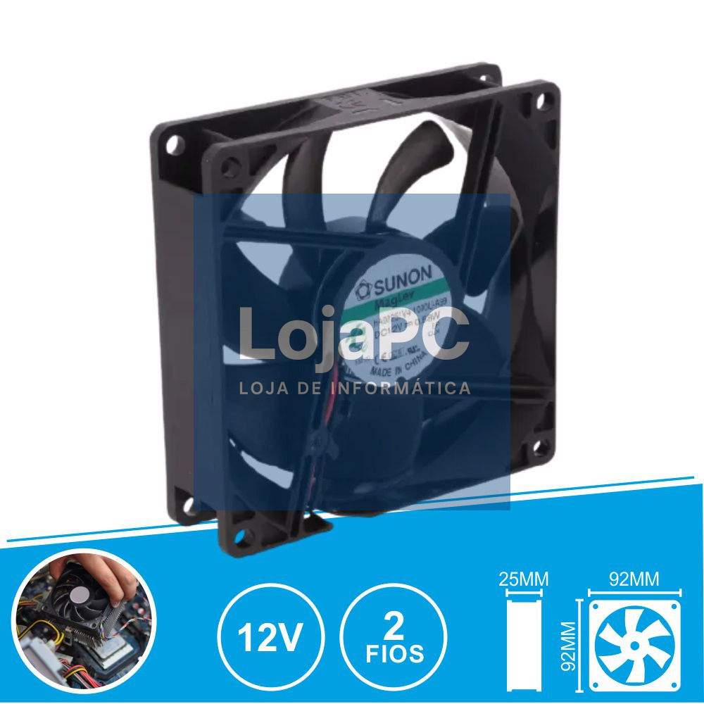 Ventoinha 12VDC 92x92x25mm 2 Fios HA92251V4-1000U-A99 SUNON