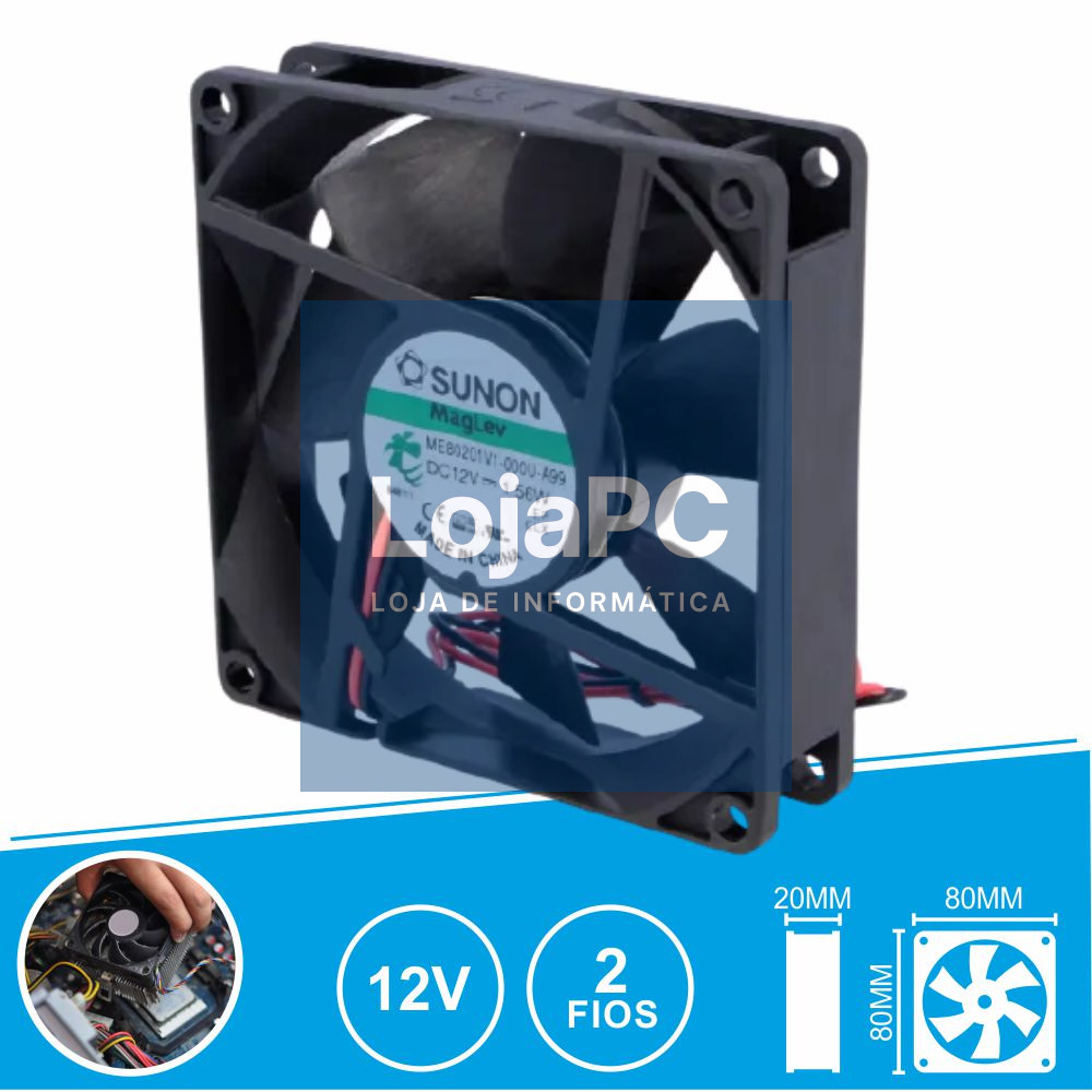 Ventoinha 12VDC 80x80x20mm 2 Fios ME80201V1-000U-A99 SUNON