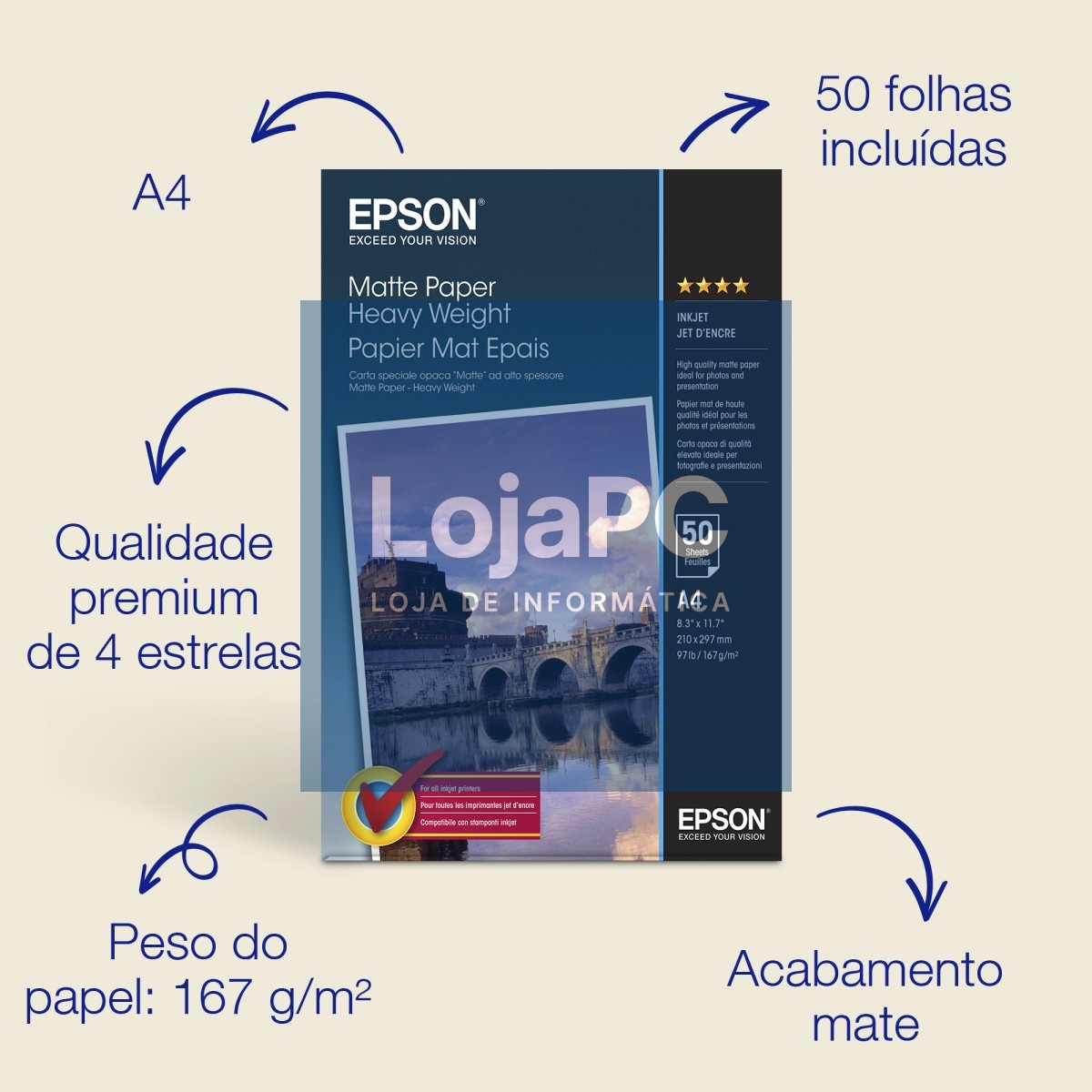 EPSON Heavy Weight S041256 hartie mata A4 50coli 167g/mp