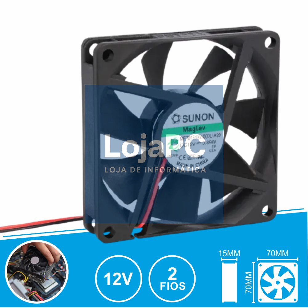 Ventoinha 12VDC 70x70x15mm 2 Fios ME70151V2-000U-A99 SUNON
