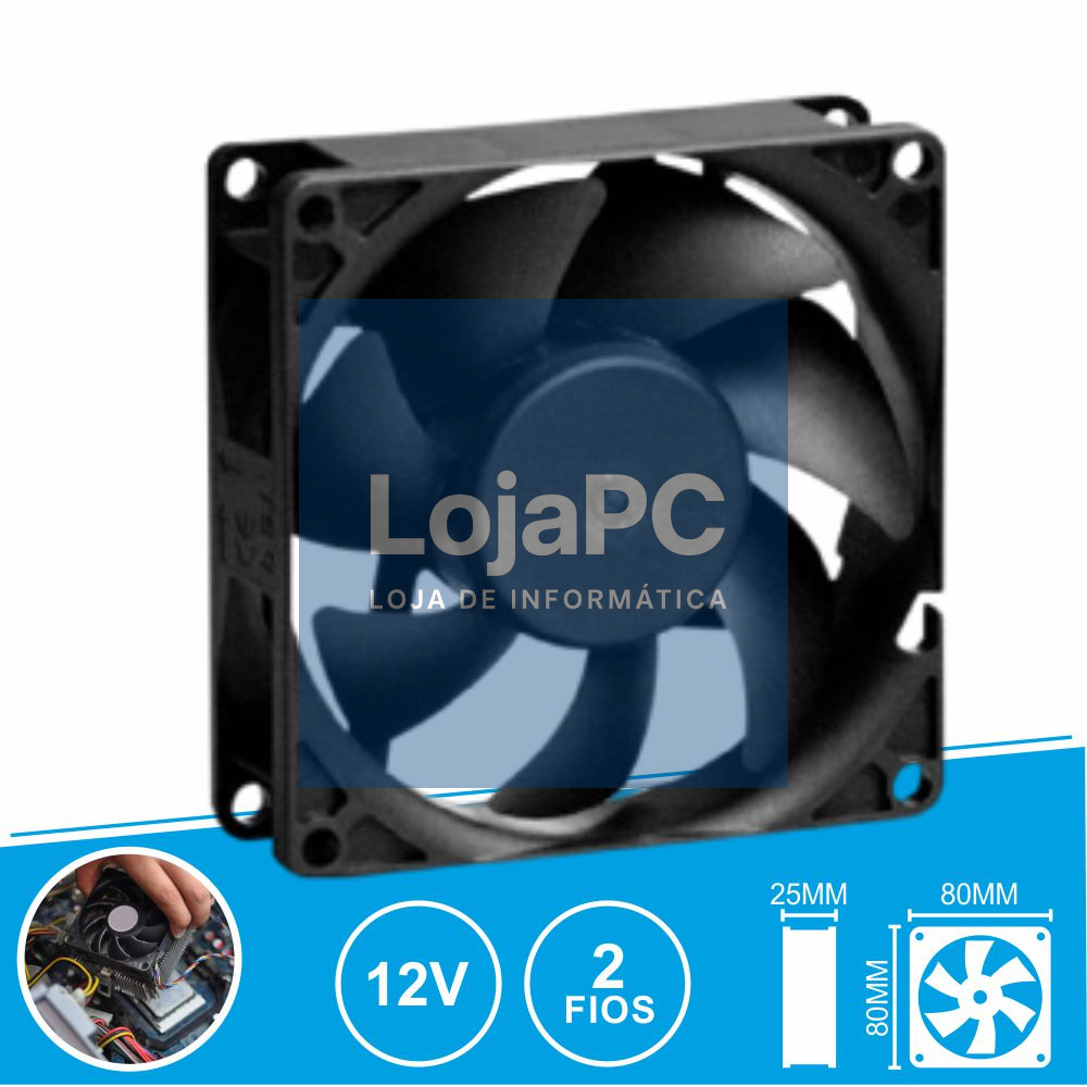 Ventoinha 12VDC 80x80x25mm 2 Fios EF80251S3-1000U-A99 SUNON