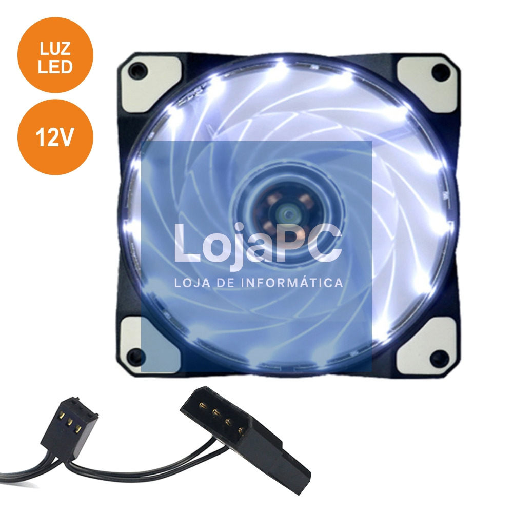 VENTOINHA 12V 120x120x25MM C/ 15 LEDS BRANCOS