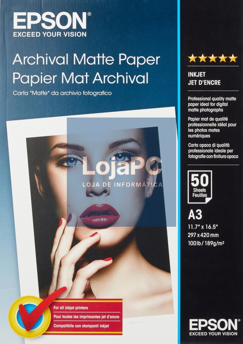 EPSON Matte archival paper inkjet 192g/m2 A3 50 sheets 1-pack