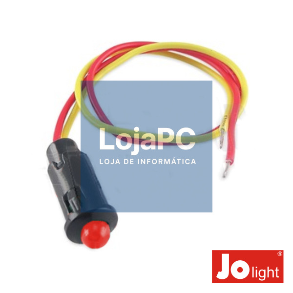 LED 5MM ALTO BRILHO VERMELHO 12V DC C/19CM CABO JOLIGHT