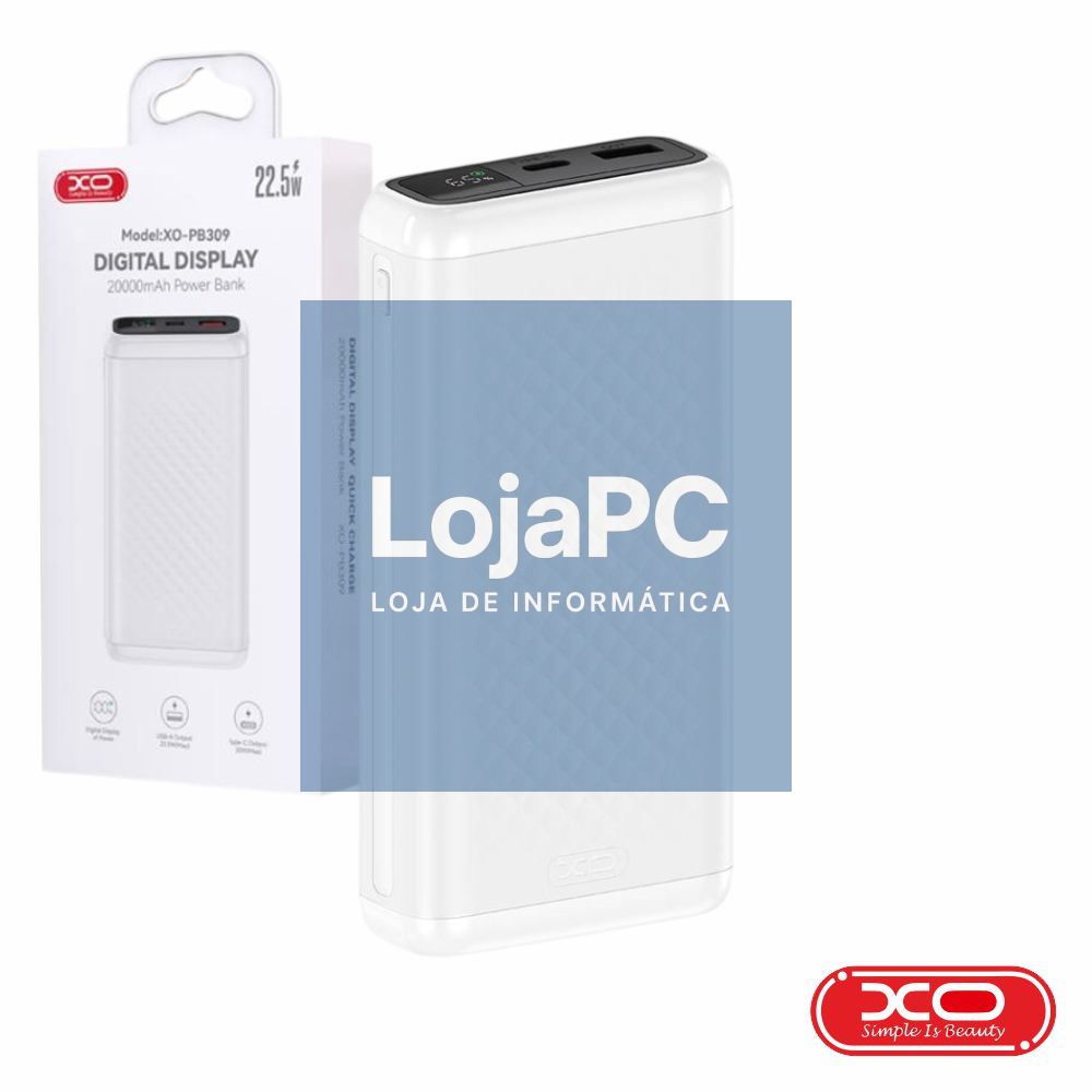 Powerbank 20000mAh USB-A/USB-C 22.5W Branco XO