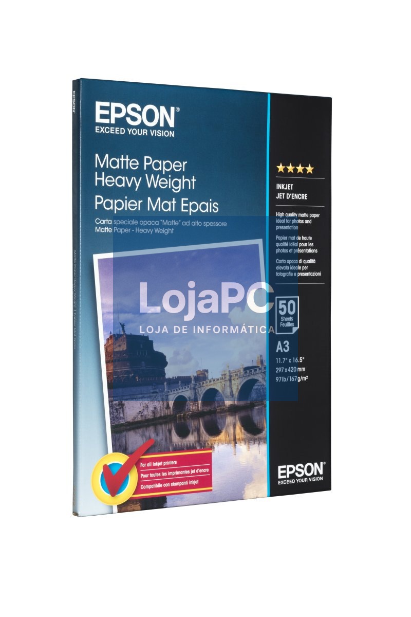 EPSON S041261 Matte heavyweight paper inkjet 167g/m2 A3 50 sheets 1-pack