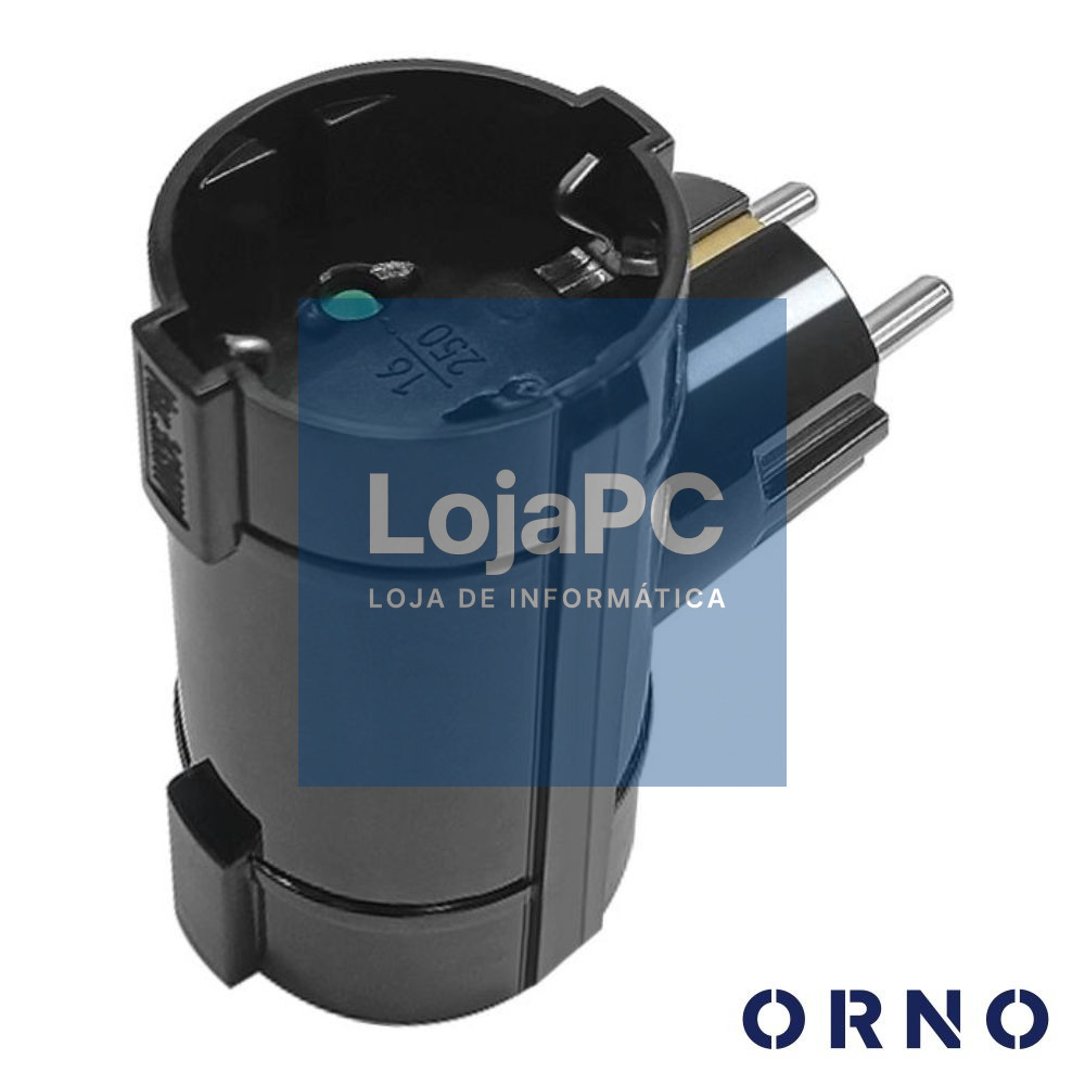Ficha Elétrica Adaptadora 2x Schuko 16A 3680W Preto ORNO