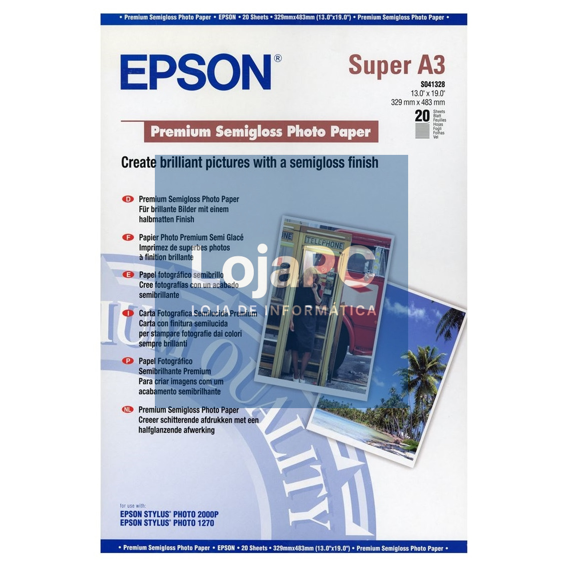 EPSON Premium semi gloss photo paper inkjet 250g/m2 A3+ 20 sheets 1-pack