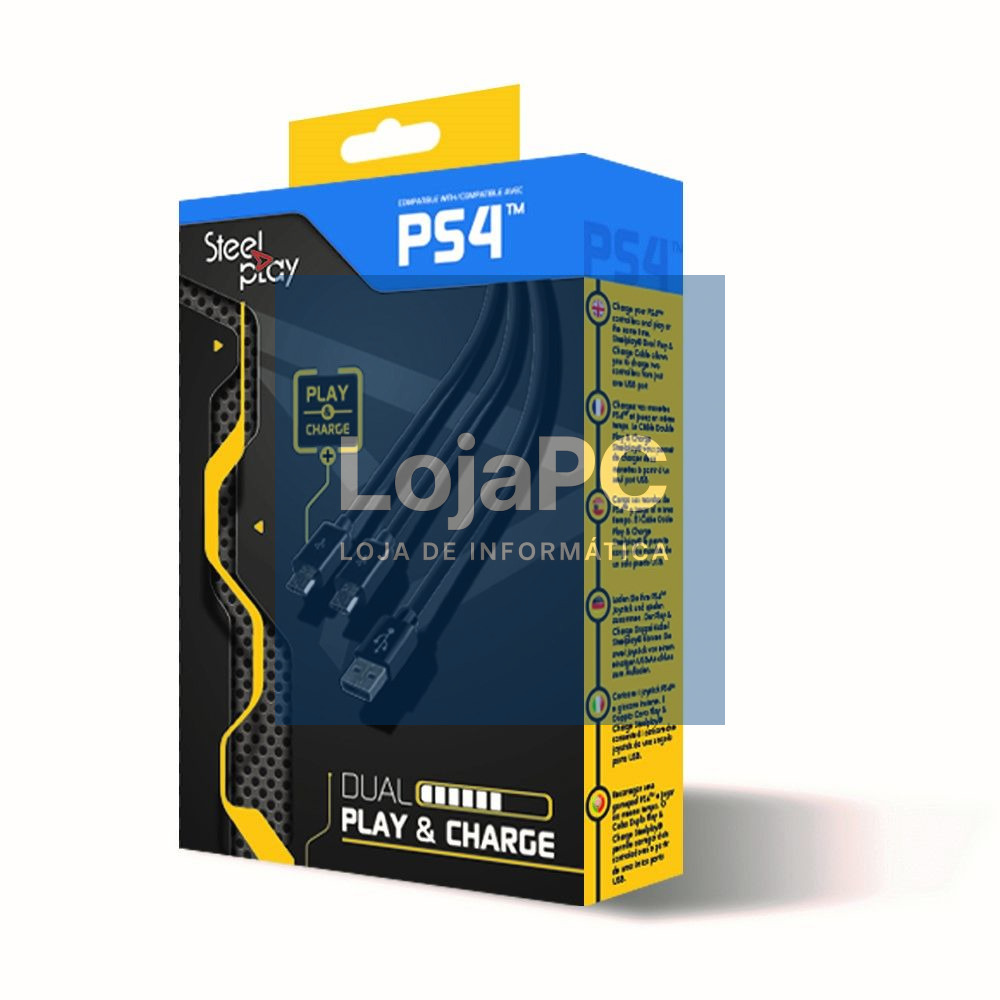 LEXIP X STEELPLAY Dual Play & Charge Cable for Controller 3m Black PS4