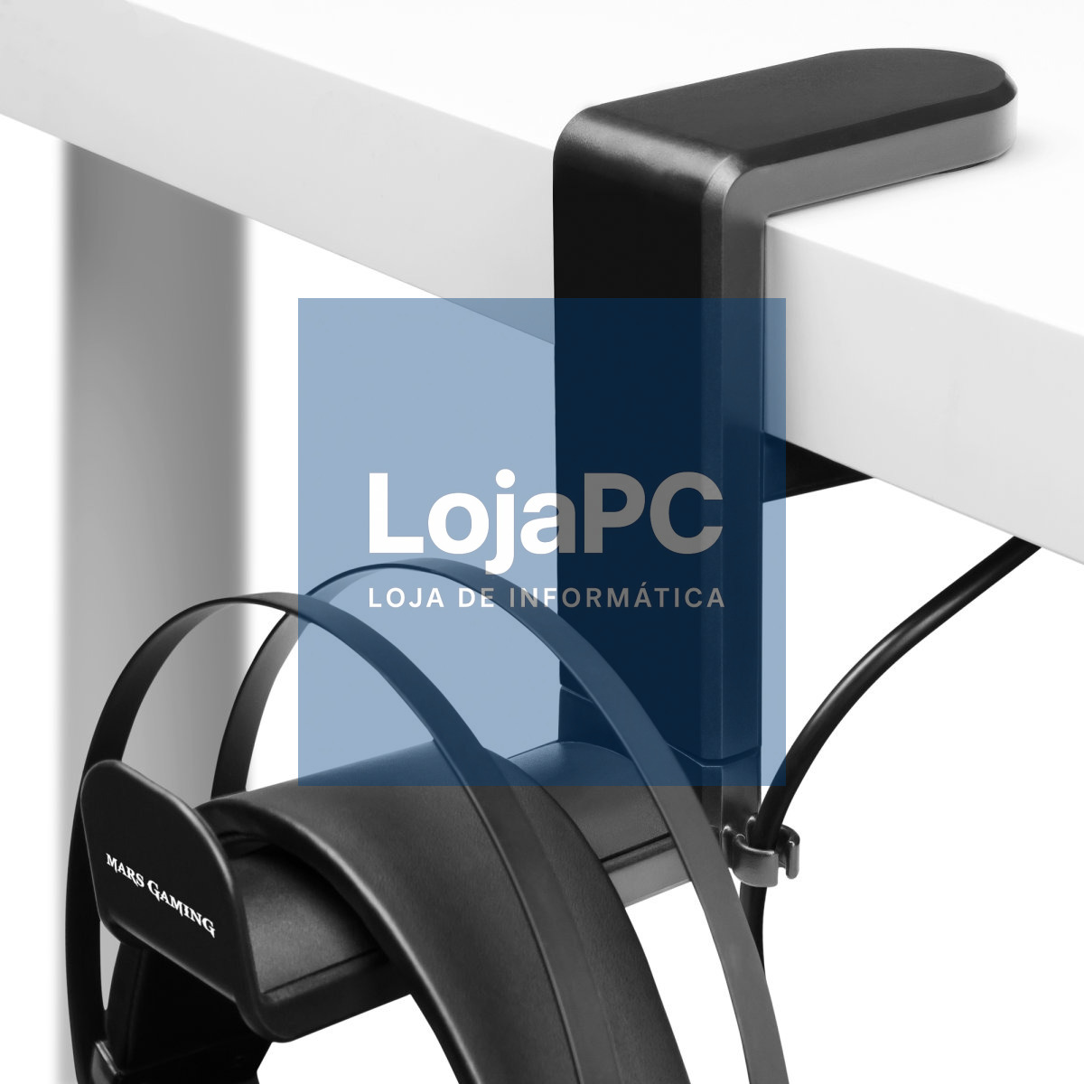 MARS GAMING HEADSET STAND 360º MECHANISM, HOOK DESIGN, RUBBER PADS, ABS - MHH