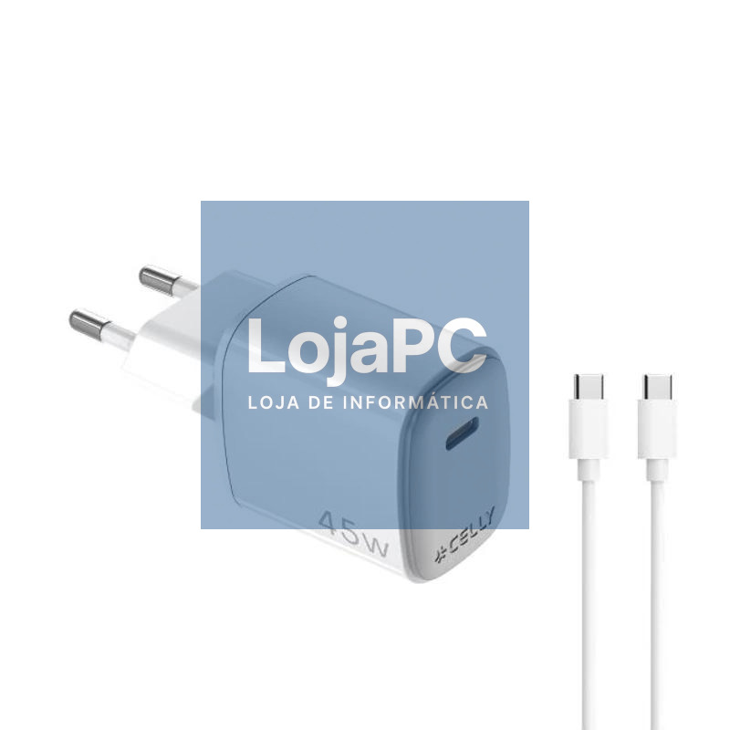 Celly Carregador 45W Usb-C + Cabo Usb-C