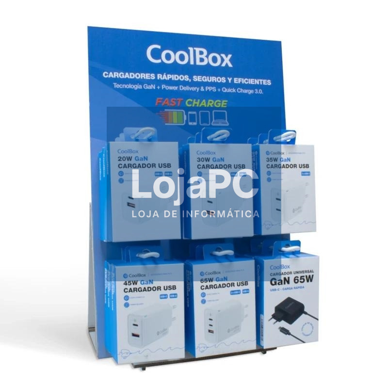 COOLBOX PACK 12 CARREGADORES GAN2 + EXPOSITOR