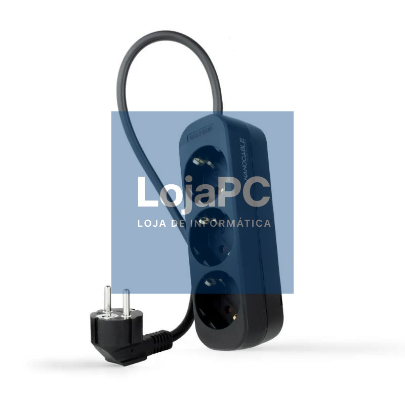 Nanocable Extensão eléctrica 3 Tomadas 1.4 m Preto