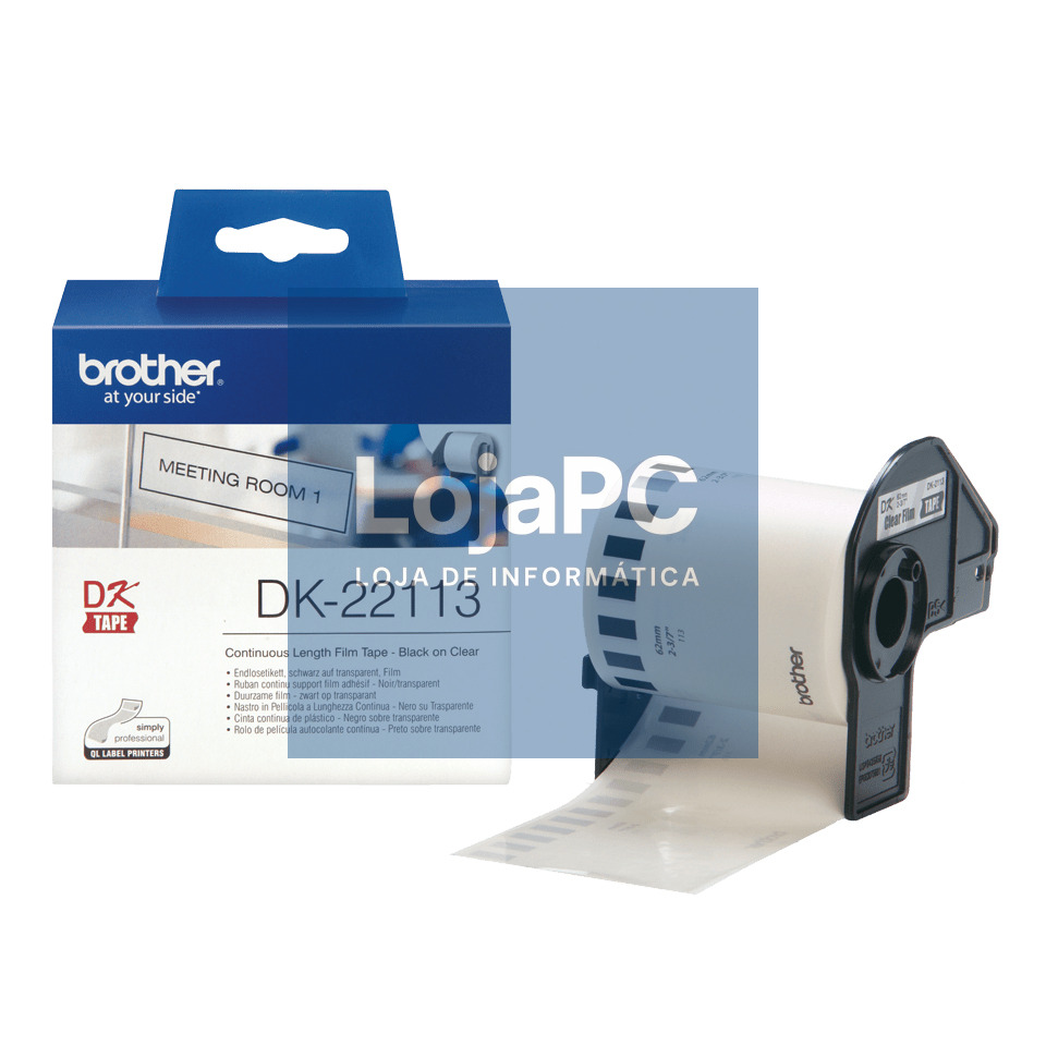 BROTHER P-Touch DK-22113 transparant continue length film 62mm x 15.24m