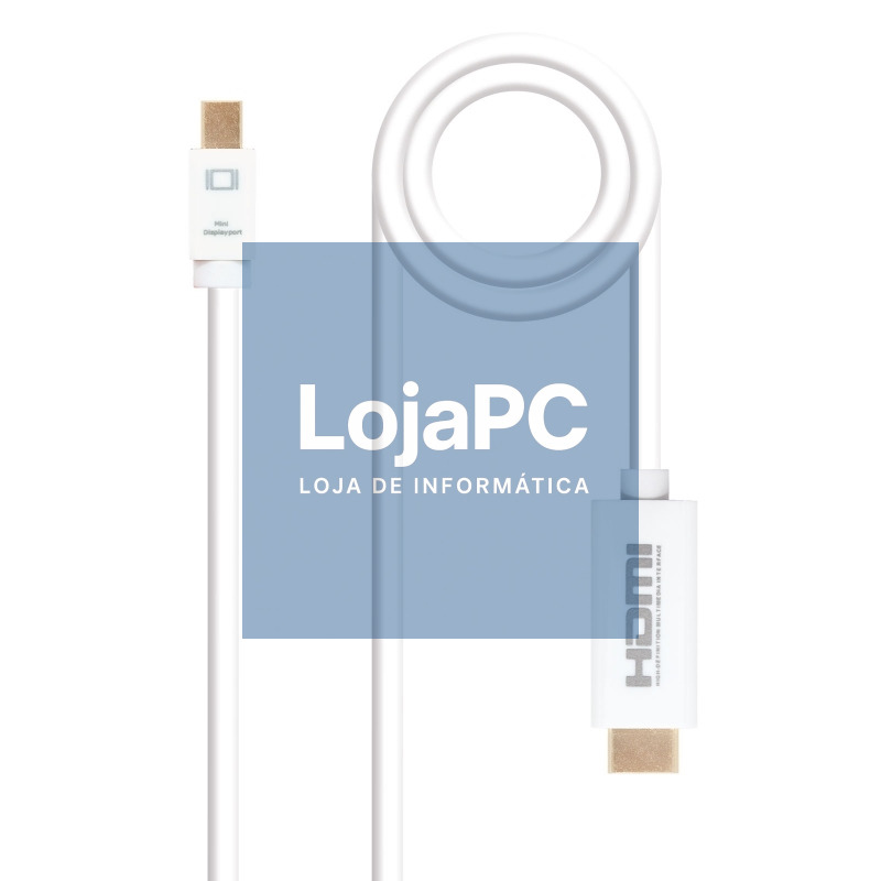 Nanocable Cabo Conversor Mini DP/ HDMI 2 M Branco