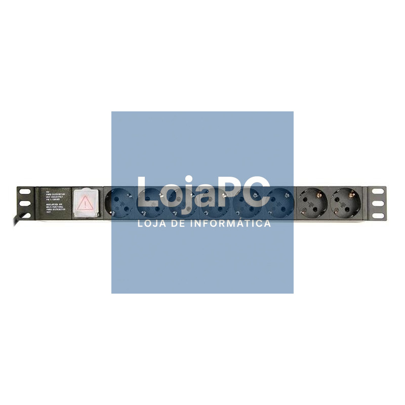 Gembird PDU, 8 tomadas Schuko, 1U, 16A, cabo de 3 m