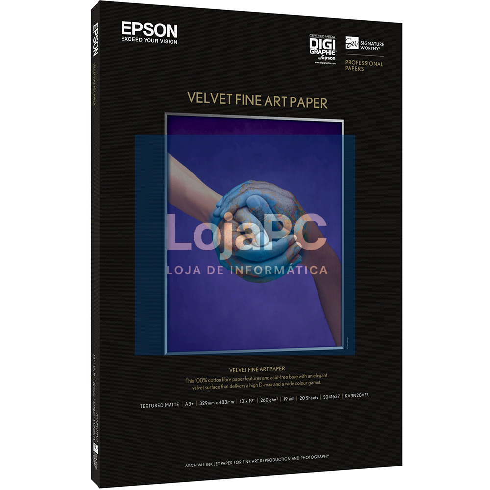 EPSON S041637 Velvet fine art paper inkjet 260g/m2 DIN A3+ 20 sheets 1-pack