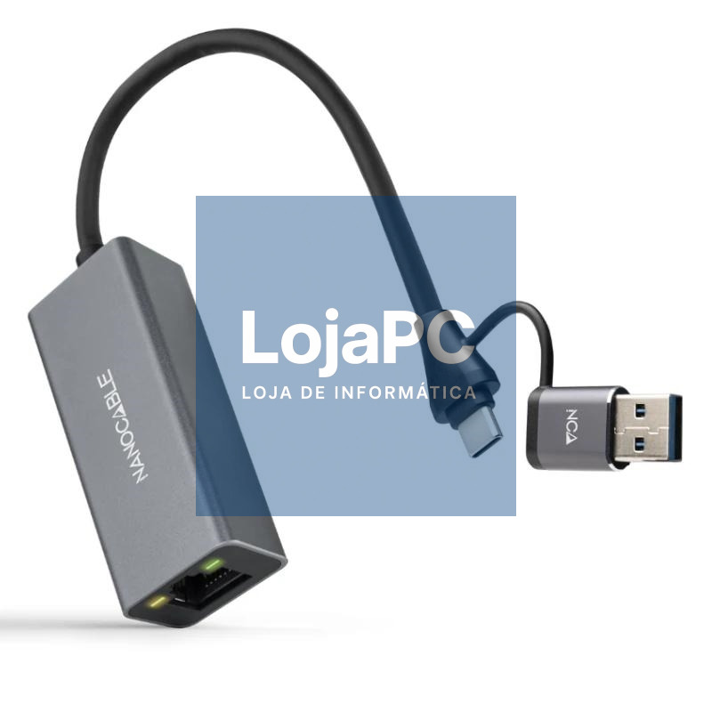 Nanocable Conversor USB-C+USB-A/M 3.0 RJ45 15cm